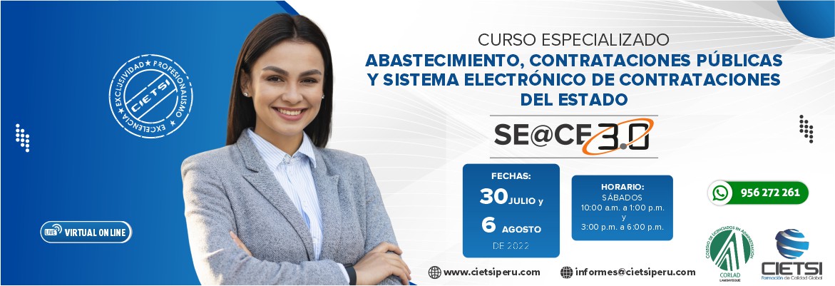 curso especializado abastecimiento  contrataciones pUblicas y sistema electrOnico de contrataciones del estado     seace 2022